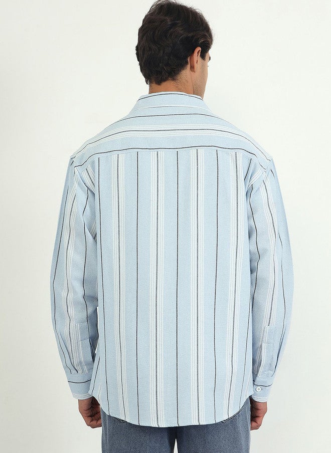 CHIMPAAANZEE Vertical Striped Long Sleeves Oversized Fit Shirt - Image 5